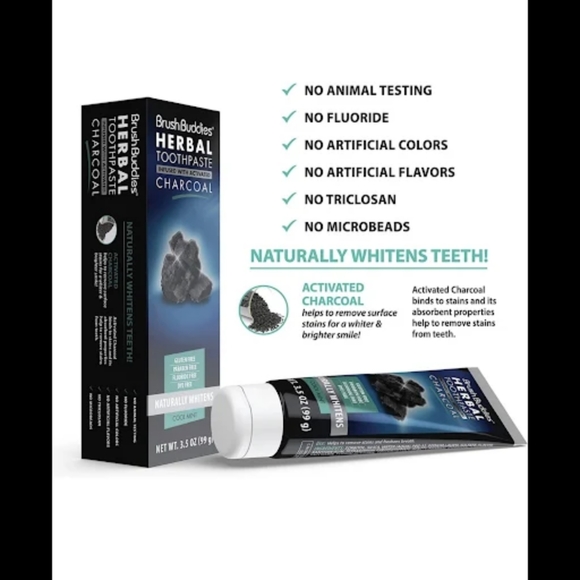 Brush Buddies Charcoal Infused Herbal Toothpaste Tube - Picture 4 of 5